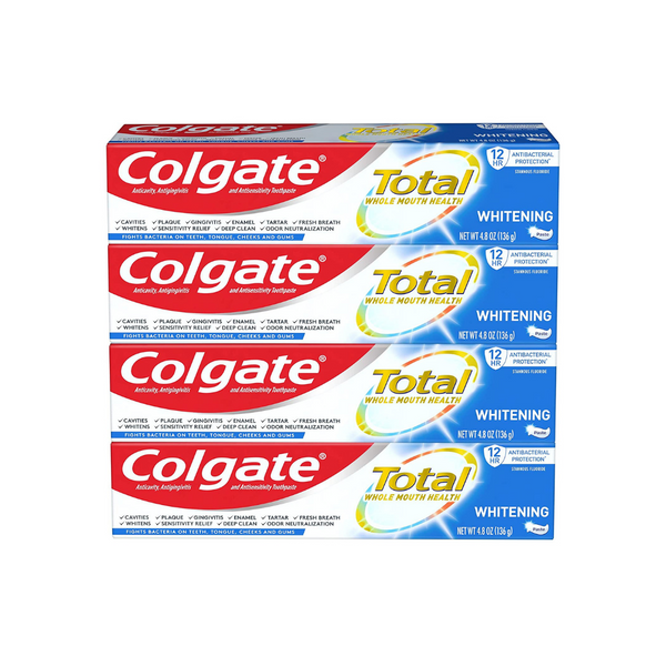 Paquete de 4 pastas de dientes blanqueadoras totales Colgate