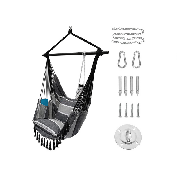 Project One Hanging Rope Hammock Chair With 2 Pillows And Bag