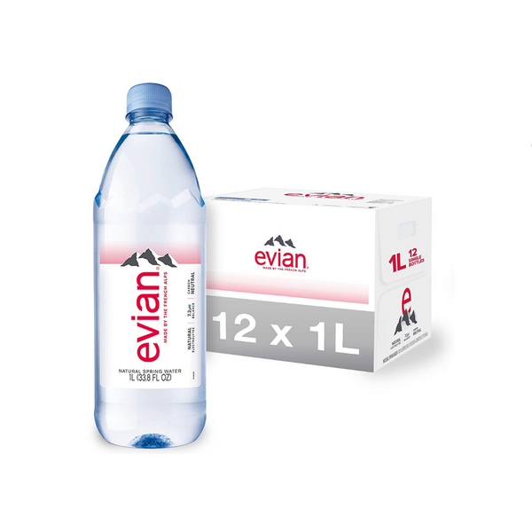 12 botellas de agua de manantial natural de Evian