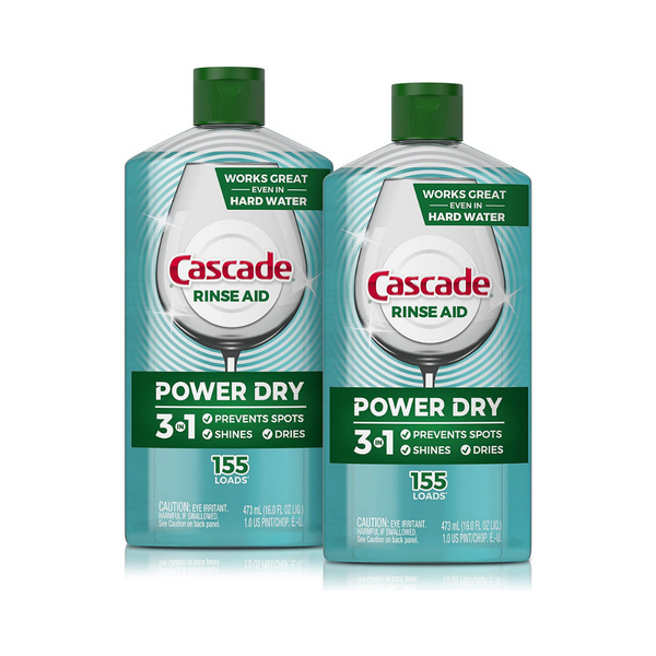 Paquete de 2 abrillantadores para lavavajillas Cascade Power Dry de 16 oz