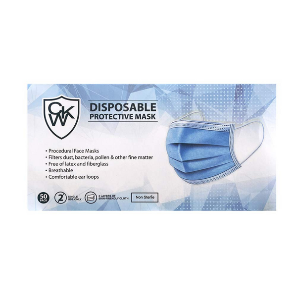 Paquete de 50 mascarillas protectoras desechables de 3 capas