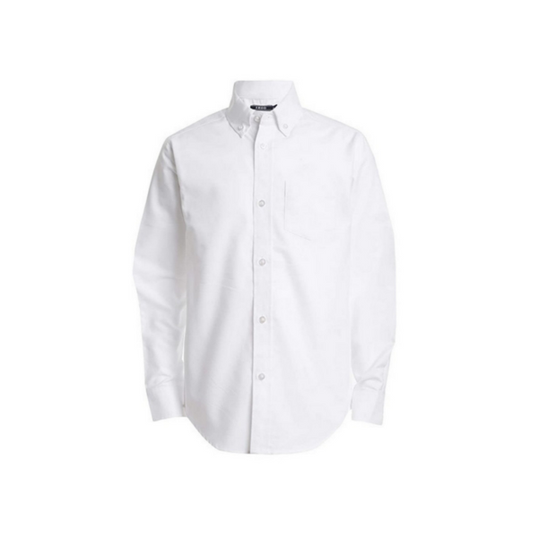 IZOD Camisa Oxford de manga larga con botones sólidos para niño