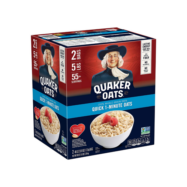 Dos bolsas de 40 oz de avena Quaker Oats Avena rápida de 1 minuto