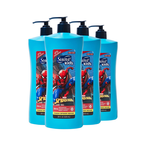 4 Bottles Of Suave Kids Fresh Spider-Sense 3 In 1 Tear-Free Shampoo And Conditioner