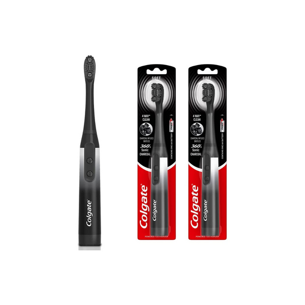 Set Of 2 Colgate 360 Charcoal Sonic Powered Battery Toothbrushes