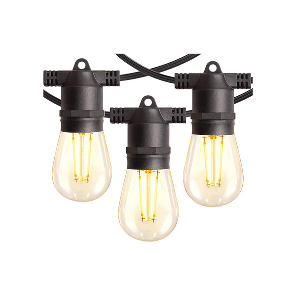 48FT LED Outdoor String Lights with Shatterproof LED Filament Bulbs