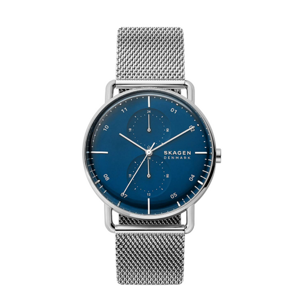 Reloj casual Skagen de acero inoxidable con doble zona horaria