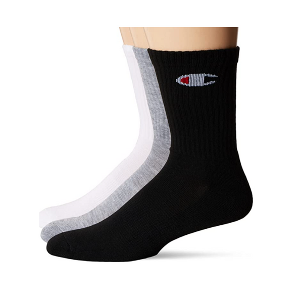 6 Pairs Of Champion Men's Double Dry Logo Crew Socks