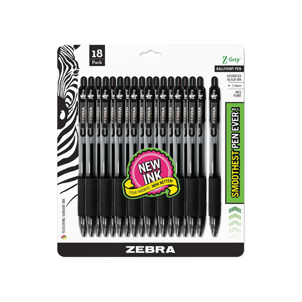 Paquete de 18 bolígrafos retráctiles Zebra Z-Grip