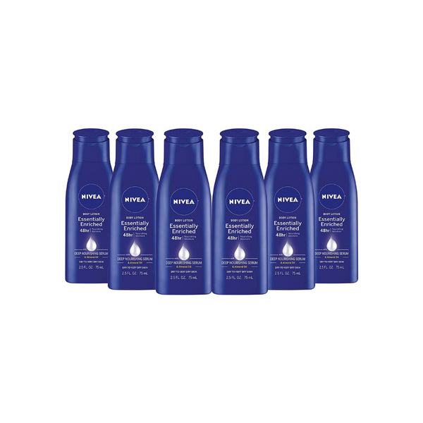 6 Bottles Of NIVEA Essentially Enriched Body Lotion Travel Size Toiletries