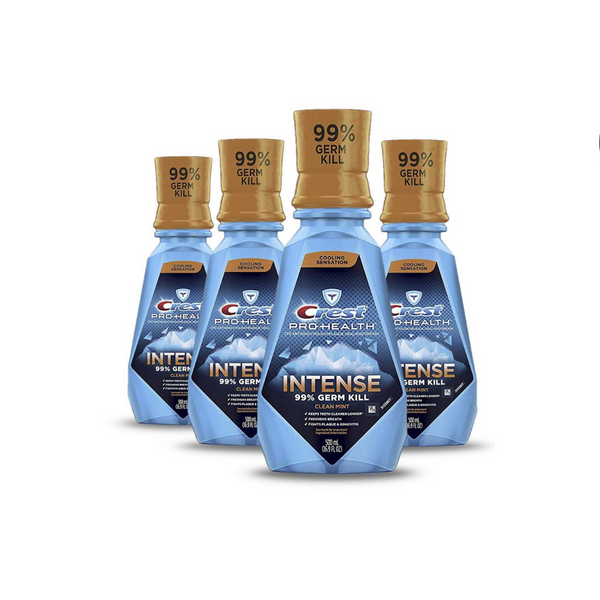 4 botellas de enjuague bucal intenso Crest Pro Health con CPC