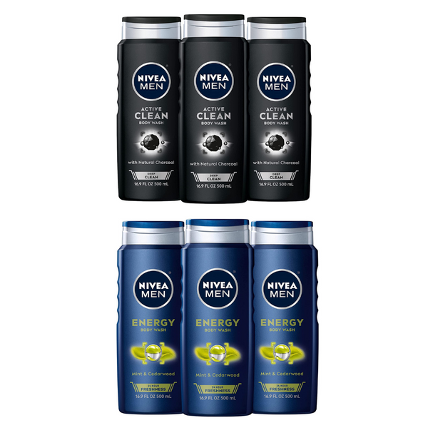 3 botellas de gel de baño 3 en 1 Nivea Men Energy