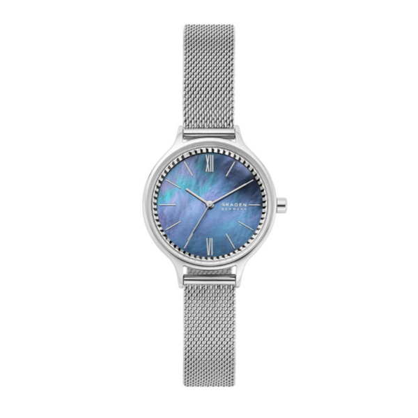 Skagen Reloj de cuarzo con vestido de malla de acero inoxidable Anita para mujer