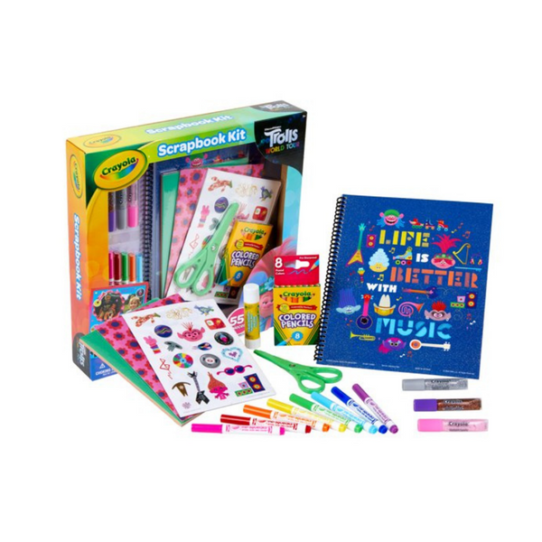 Kit de álbumes de recortes Crayola Trolls 2 World Tour de 77 piezas