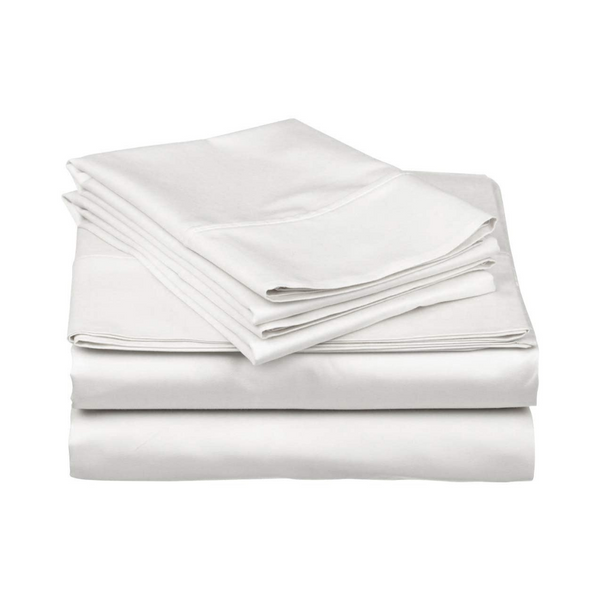 True Luxury 1000-Thread-Count 100% Egyptian Cotton Bed Sheets, 4-Pc Queen White Sheet Set, Single Ply Long-Staple Yarns, Sateen Weave