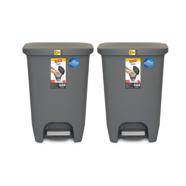 Pack Of 2 Glad 13 Gallon Plastic Step Kitchen Garbage Cans