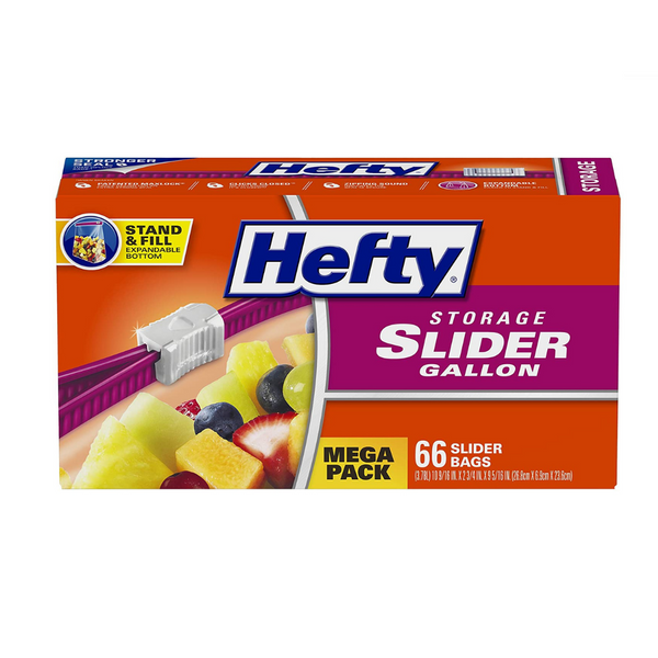 66 Hefty Slider Storage Bags, Gallon Size