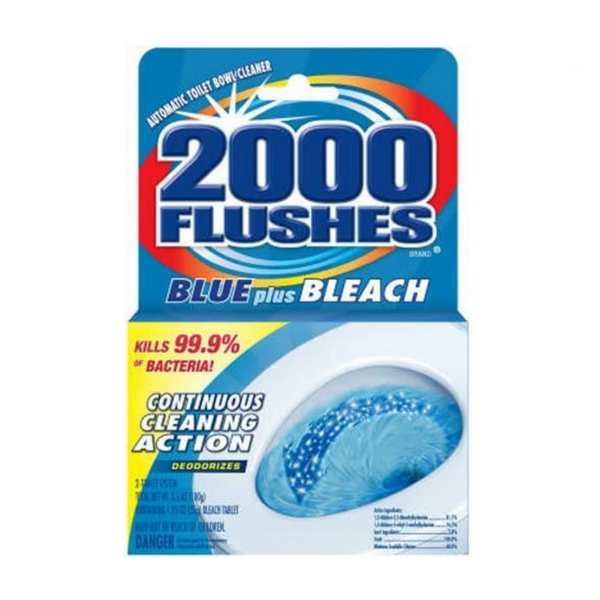 2,000 Flushes Blue Plus Bleach Automatic Toilet Bowl Cleaner