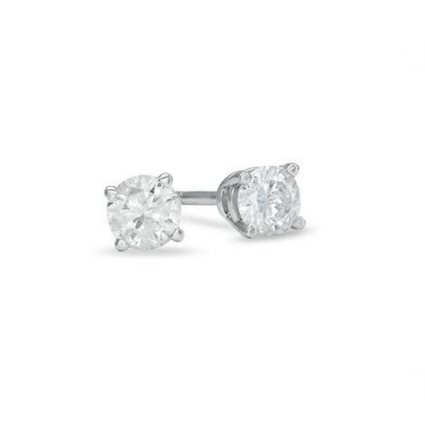 Impresionante 3/8 CT. Aretes con solitario de diamantes TW en oro blanco de 14 k