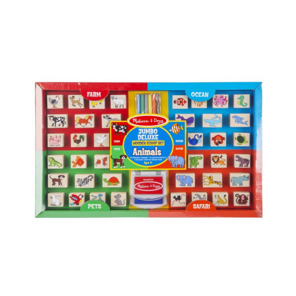 Melissa & Doug Jumbo Deluxe Animals Wooden Stamp Set