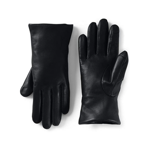 Lands’ End Womens 100% Cashmere Lined 100% Leather EZ Touch Tech Gloves