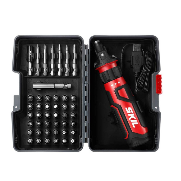 SKIL Rechargeable 4V Cordless Screwdriver with 45 Piece Bit Set