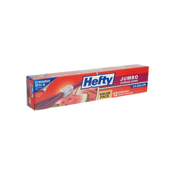 12 Hefty 2.5 Gallon Size Slider Jumbo Storage Bags