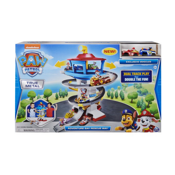 PAW Patrol, True Metal Adventure Bay Rescue Way Juego con 2 vehículos