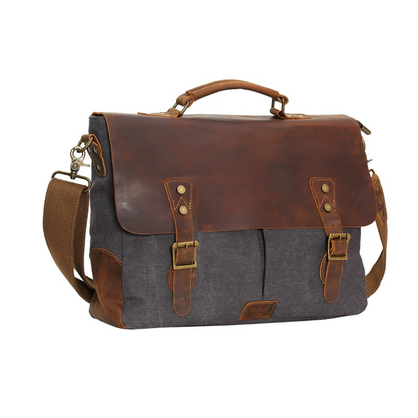 15.6" Leather Laptop Messenger Bag