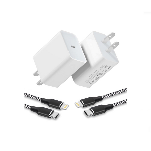 Set of 2 Fast Charging Adapters with Cables