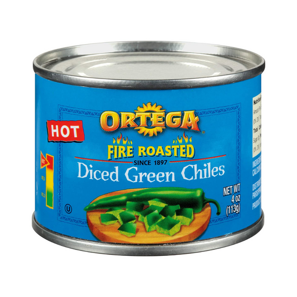 Ortega Diced Green Chiles, Hot, 4 oz