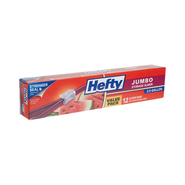 12 Hefty 2.5 Gallon Slider Food Storage Bags