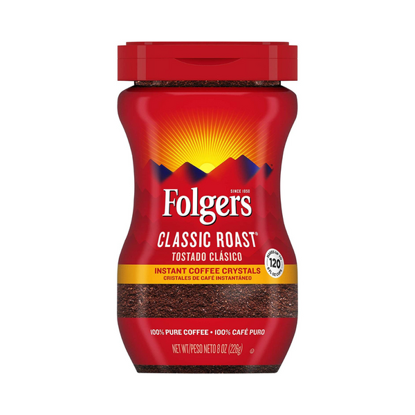 Folgers Classic Roast Café Instantáneo Cristales Envase de 8oz