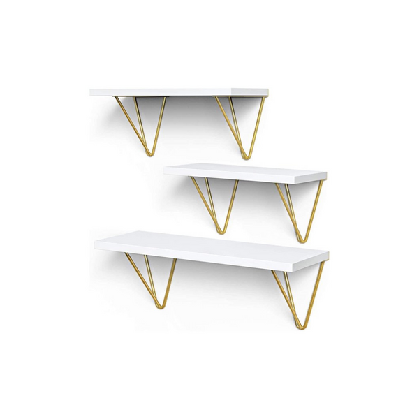 3 Wooden White Floating Shelves