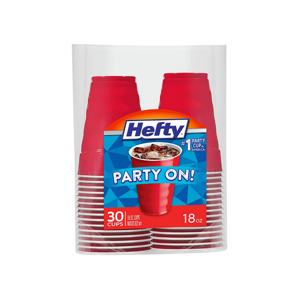 30 Hefty Party On Disposable Plastic Cups