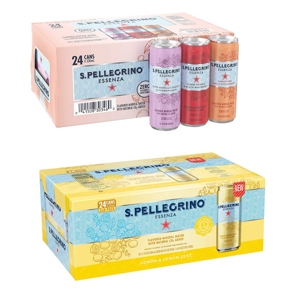 24 Cans Of S.Pellegrino Essenza Flavored Mineral Water