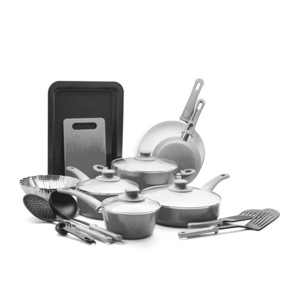 GreenLife 18-Piece Soft Grip Ceramic Non-stick Cookware Set