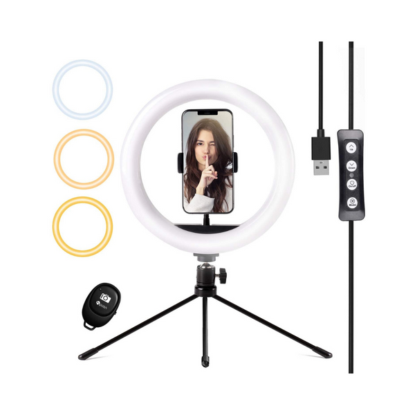 Desktop Selfie Ring Light with Tripod Stand & Phone Holder