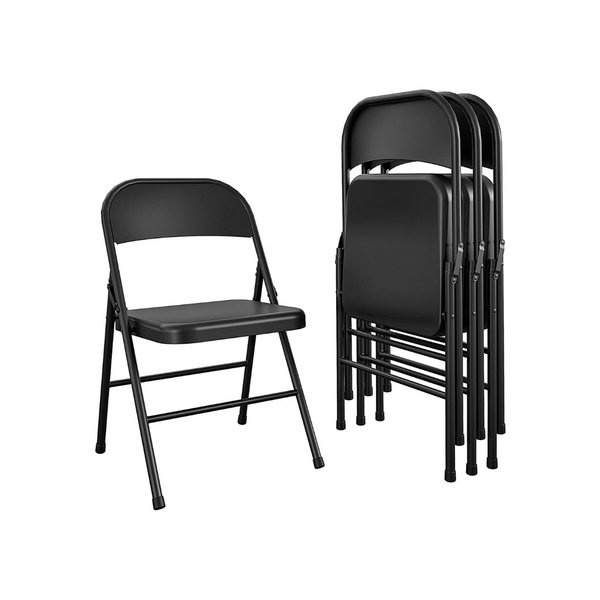 4 COSCO Essentials All-Steel Metal Folding Chairs (2 Colors)