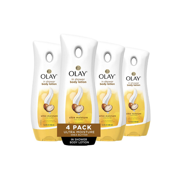 4 botellas de loción corporal para la ducha Olay Ultra Moisture Shea Butter