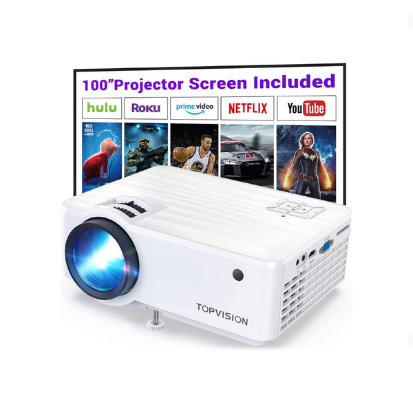 Mini Projector with 100” Projector Screen