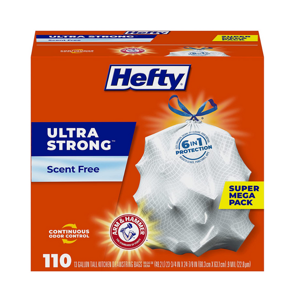 Hefty Ultra Strong Tall Kitchen Trash Bags, 13 Gallon, 110 Count