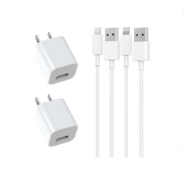 2 iPhone Lightning Cables With 2 USB Fast Chargers