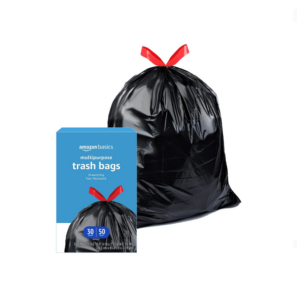 50 Amazon Basics 13 Gallon Drawstring Trash Bags