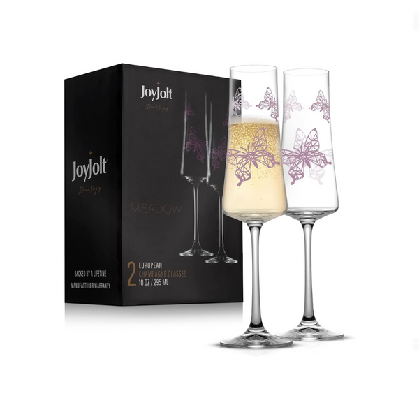 Juego de 2 copas de champán o highball con diseño exclusivo de mariposa