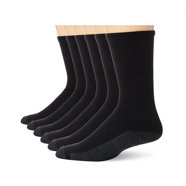 6 Hanes Men's Max Cushion Crew Socks