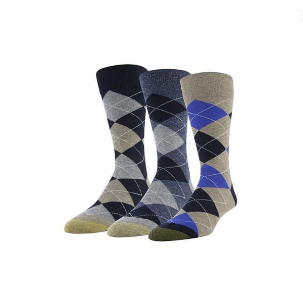 3 Pack Of Gold Toe Men’s Carlyle Argyle Crew Socks