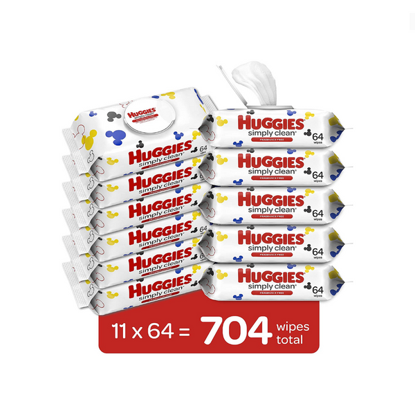 704 toallitas húmedas para bebés Huggies (11 paquetes con tapa abatible)