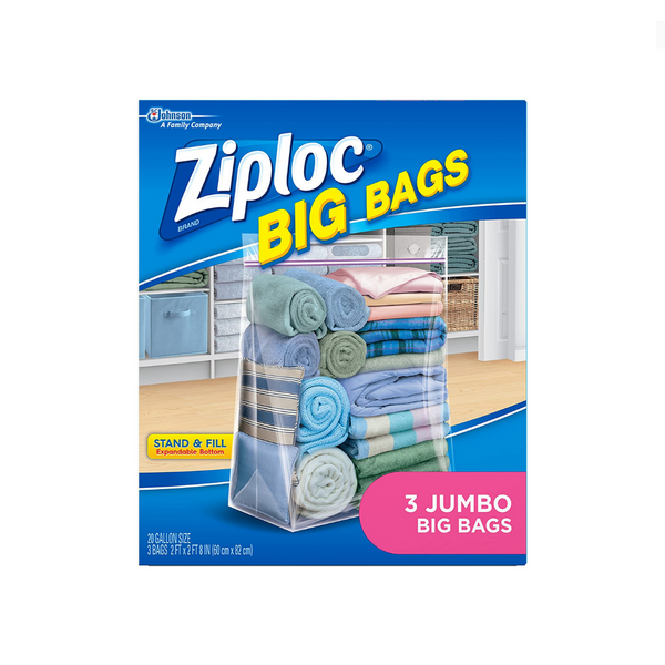 3 Jumbo Ziploc Clothing Bags