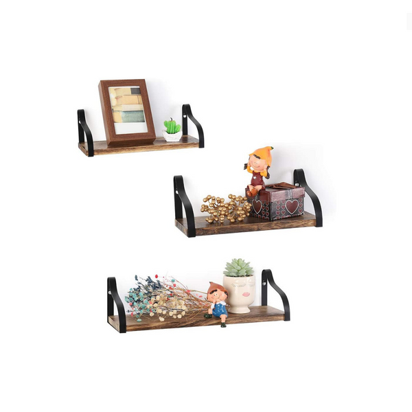 Set of 3 Wall-Mounted Floating Shelves